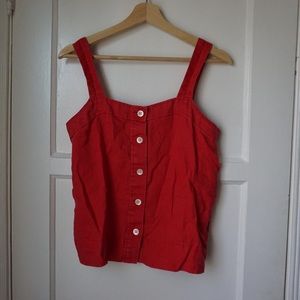 red 100% linen picnic tank